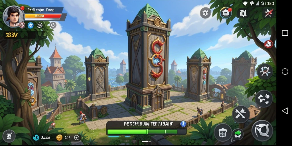 Tampilan gameplay 333V yang menantang di arena Tower Defense.