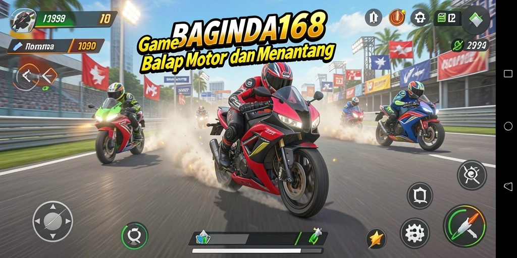 Tampilan gameplay seru dengan balapan motor yang mendebarkan.