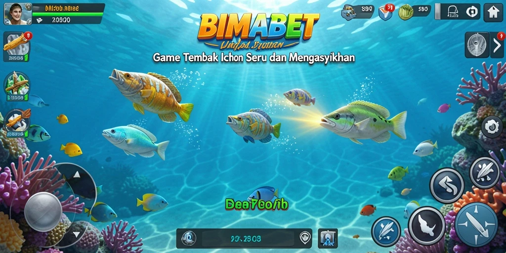 Gameplay seru dengan berbagai ikan yang menunggu untuk ditembak.