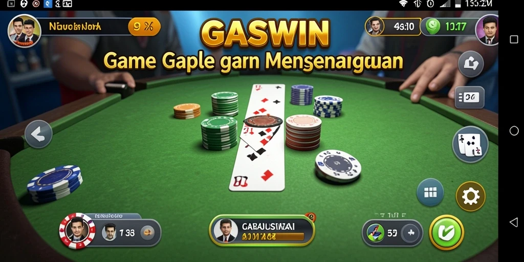 Tampilan gameplay Gaple yang seru dan menarik di GASWIN.