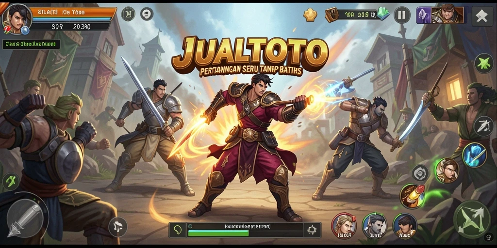 Gameplay pertarungan seru yang penuh aksi di JUALTOTO.
