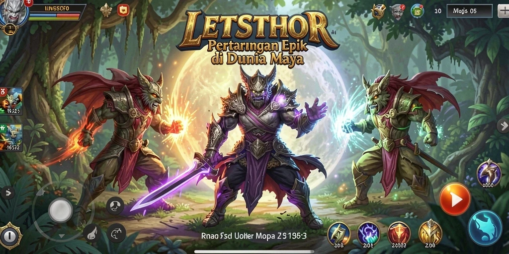 Screenshot gameplay LETSTHOR menampilkan pertarungan mendebarkan antar karakter.