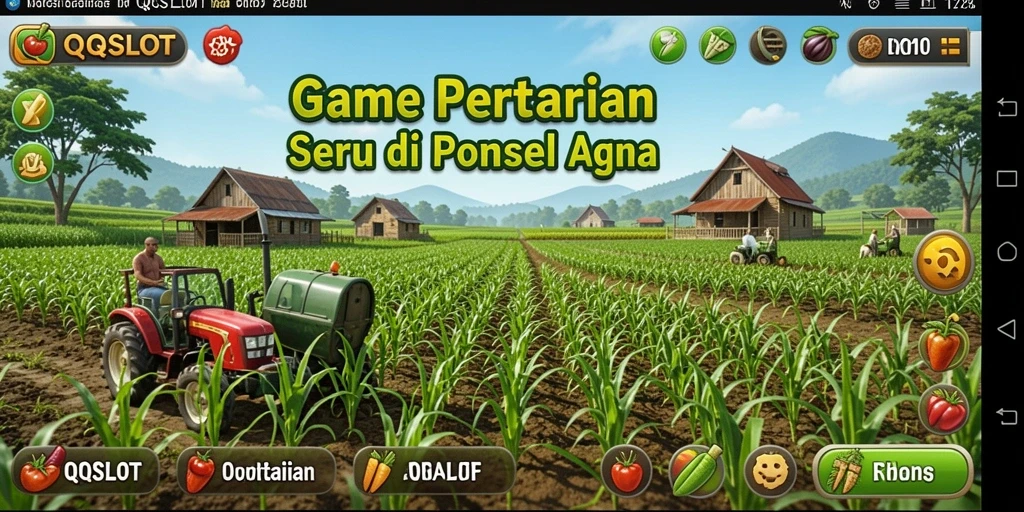 Tampilan gameplay <strong>QQSLOT</strong> yang menawan, menjelajahi dunia pertanian.