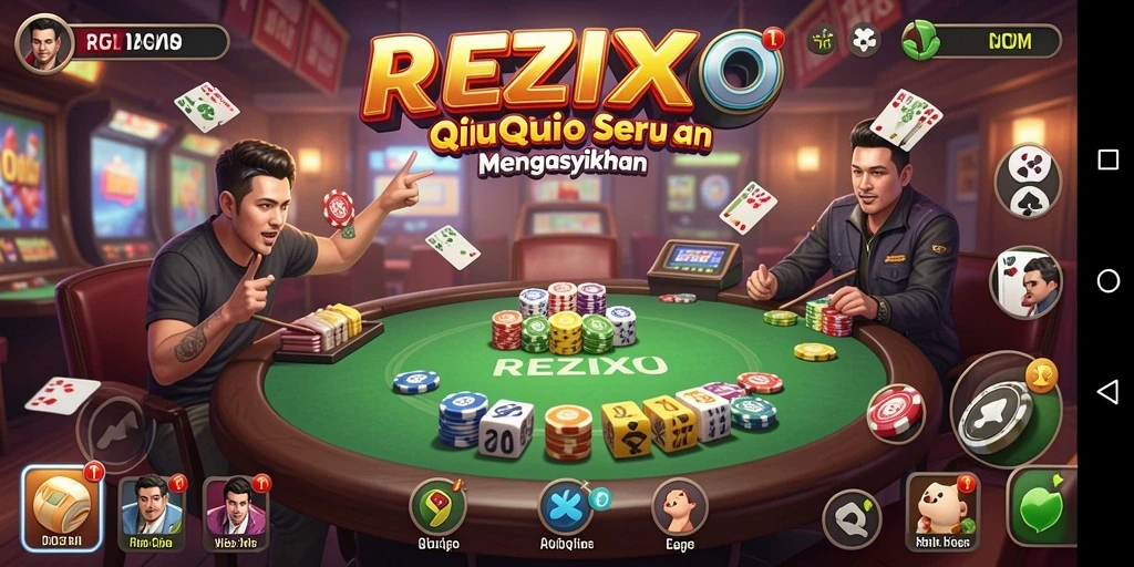 Tampilan gameplay seru di REZIXO dengan suasana QiuQiu.