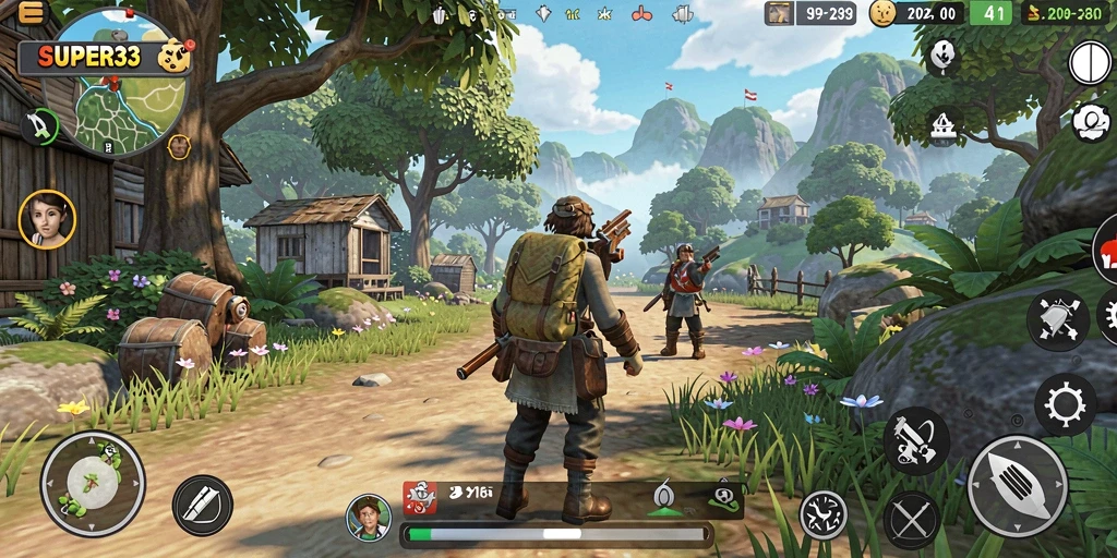 Gameplay SUPER33 yang menakjubkan dalam dunia terbuka.