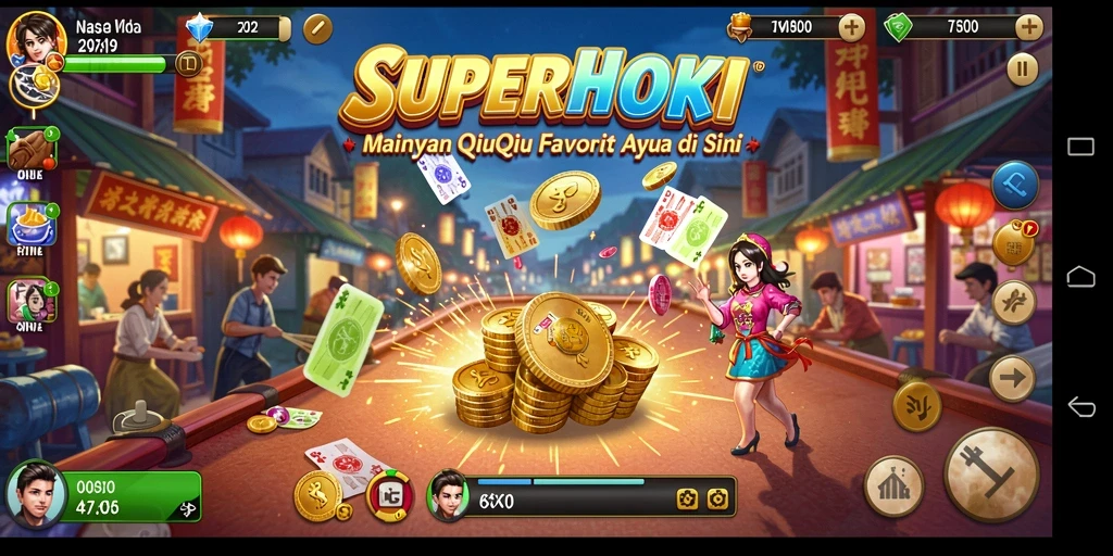 Tampilan gameplay seru dalam permainan QiuQiu SUPERHOKI.