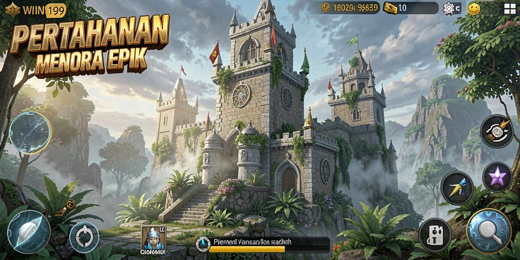Tampilan mendebarkan dari gameplay Tower Defense yang seru.